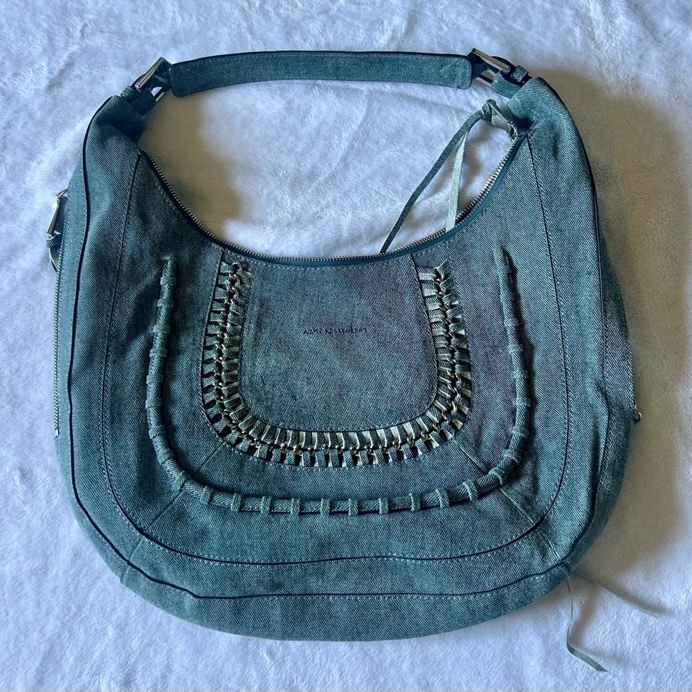 Aimee Kestenberg Denim Sueded Leather Hobo Bag, Light Blue